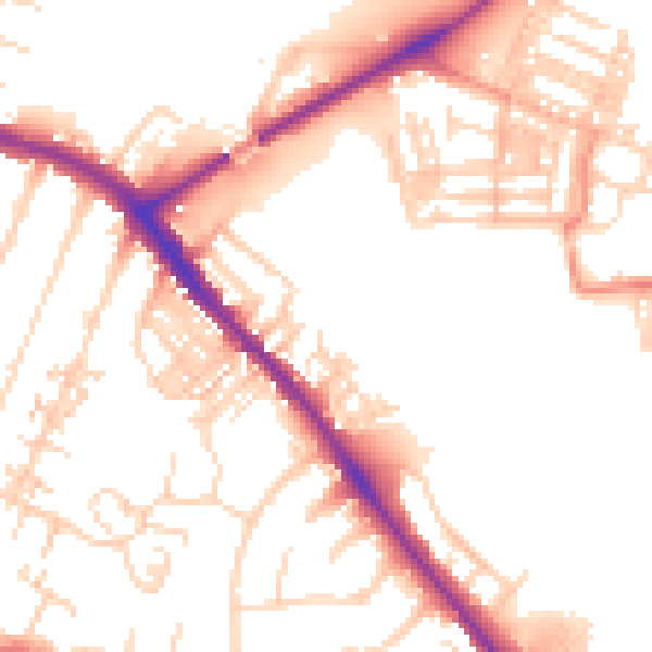 Daytime road noise heatmap for YO26 4QX