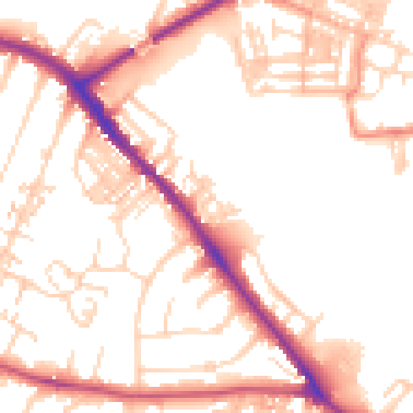 Daytime road noise heatmap for YO26 4QY
