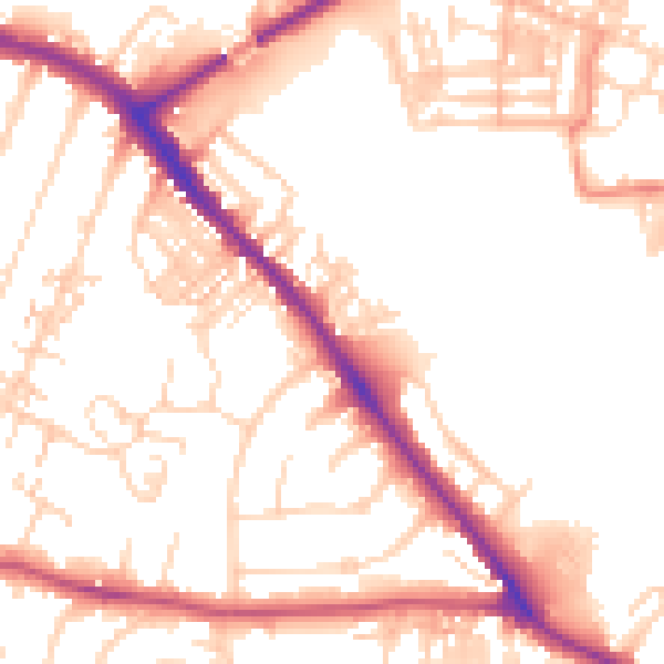 Daytime road noise heatmap for YO26 4QZ