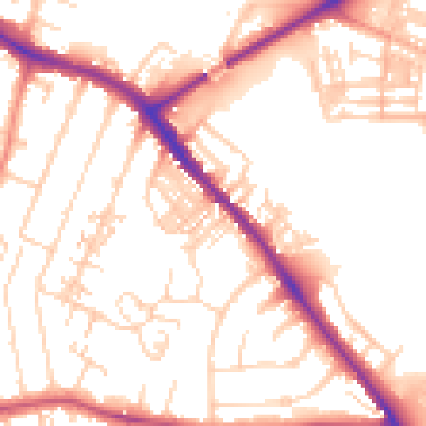 Daytime road noise heatmap for YO26 4RE