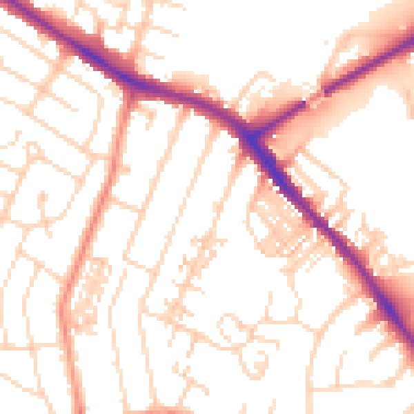 Daytime road noise heatmap for YO26 4RJ