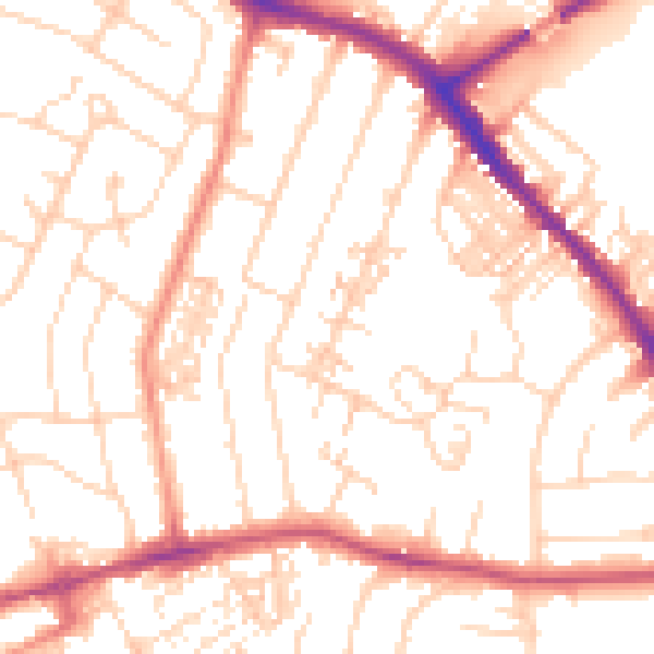 Daytime road noise heatmap for YO26 4RL