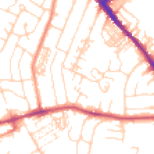 Daytime road noise heatmap for YO26 4RN