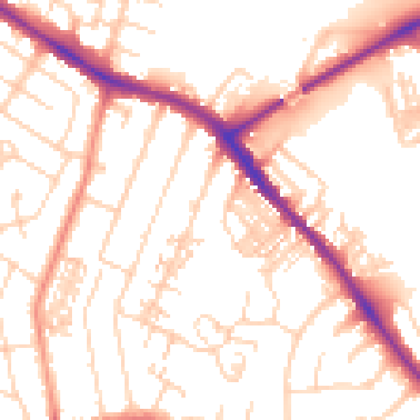 Daytime road noise heatmap for YO26 4RP