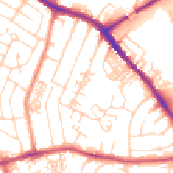 Daytime road noise heatmap for YO26 4RR