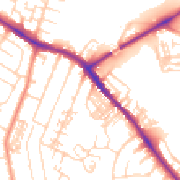 Daytime road noise heatmap for YO26 4RT