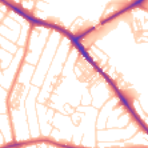 Daytime road noise heatmap for YO26 4RU