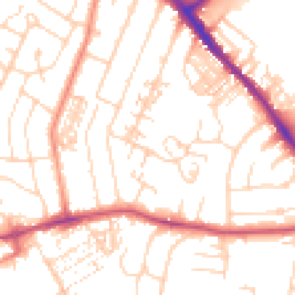 Daytime road noise heatmap for YO26 4RW