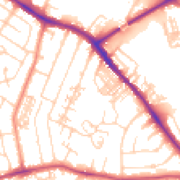 Daytime road noise heatmap for YO26 4RX