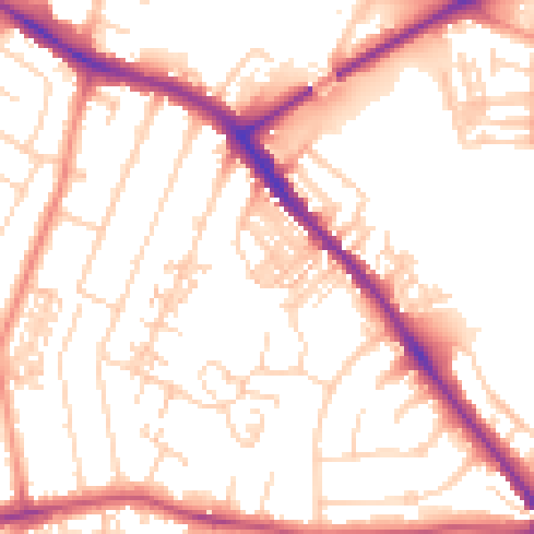 Daytime road noise heatmap for YO26 4RY