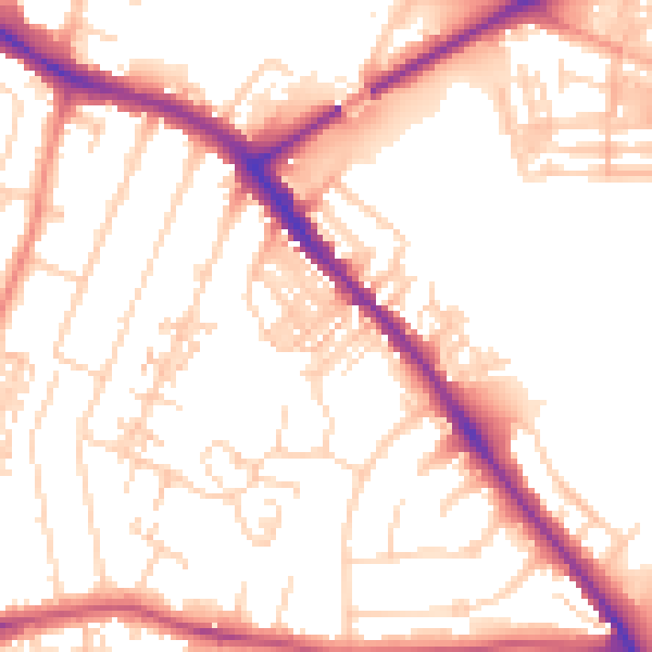 Daytime road noise heatmap for YO26 4RZ