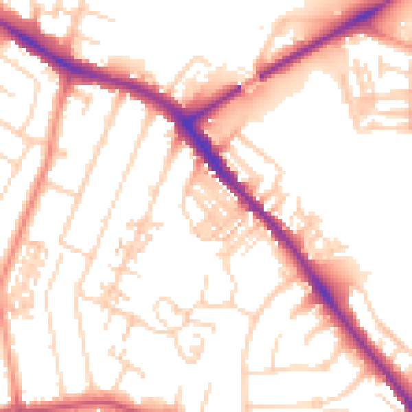 Daytime road noise heatmap for YO26 4SA