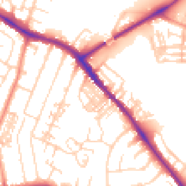 Daytime road noise heatmap for YO26 4SB