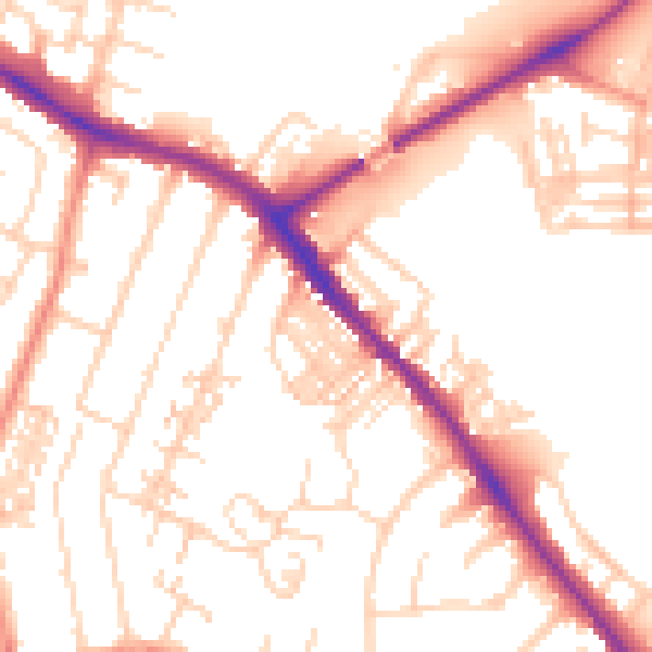 Daytime road noise heatmap for YO26 4SD