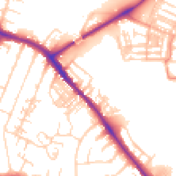 Daytime road noise heatmap for YO26 4SE