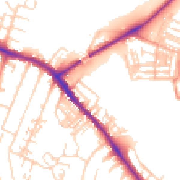 Daytime road noise heatmap for YO26 4SF