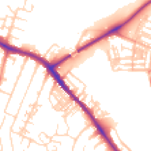Daytime road noise heatmap for YO26 4SG