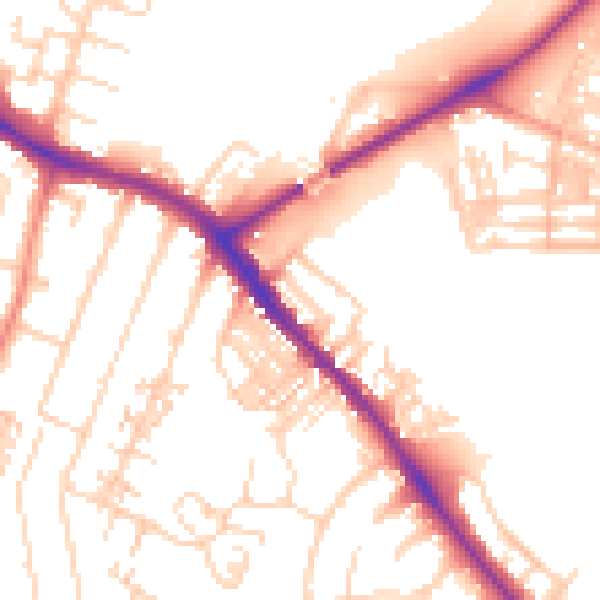 Daytime road noise heatmap for YO26 4SH