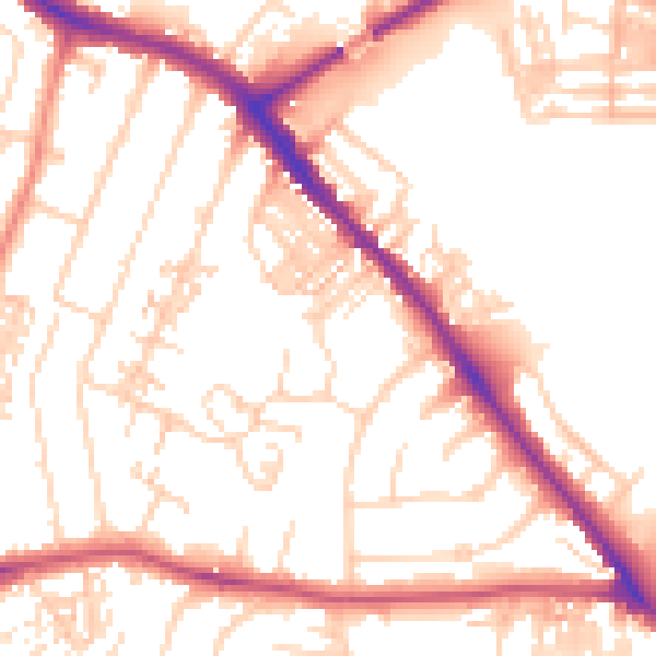 Daytime road noise heatmap for YO26 4SL