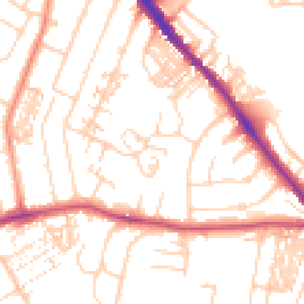 Daytime road noise heatmap for YO26 4SU