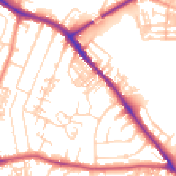 Daytime road noise heatmap for YO26 4SW