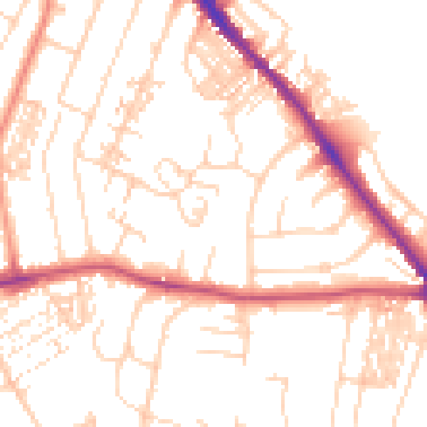 Daytime road noise heatmap for YO26 4SY