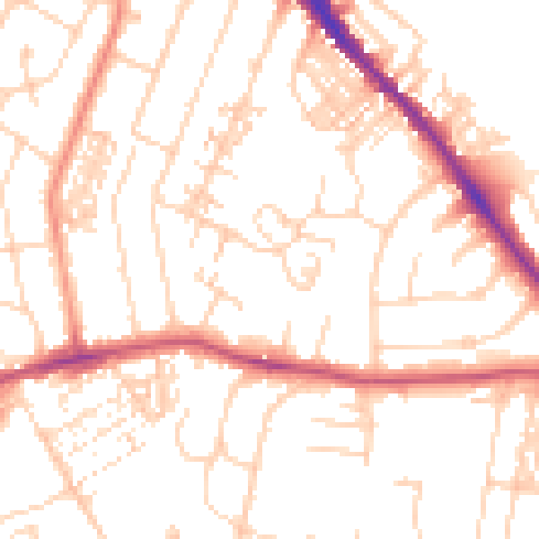Daytime road noise heatmap for YO26 4TB