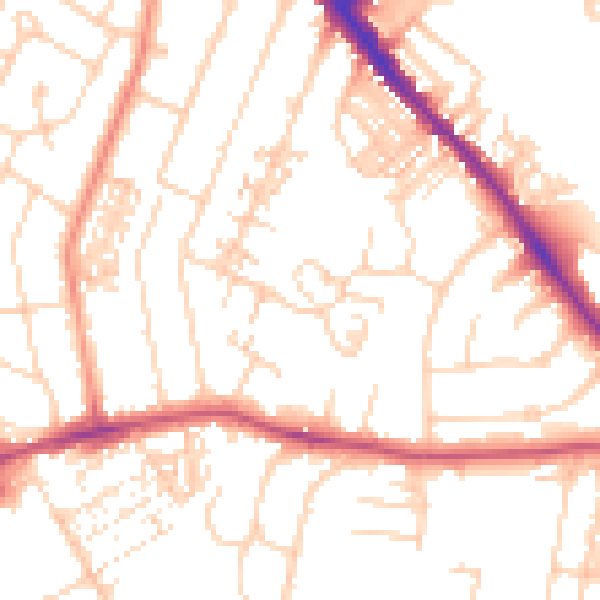 Daytime road noise heatmap for YO26 4TF
