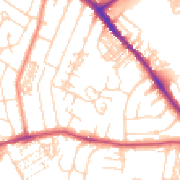 Daytime road noise heatmap for YO26 4TH