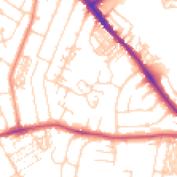 Daytime road noise heatmap for YO26 4TJ