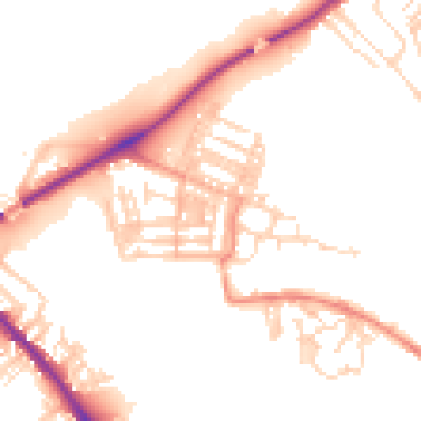 Daytime road noise heatmap for YO26 4TN