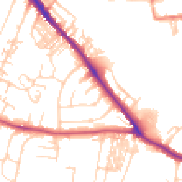 Daytime road noise heatmap for YO26 4UH