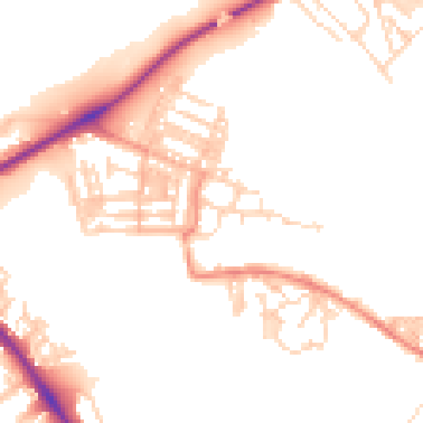 Daytime road noise heatmap for YO26 4UU