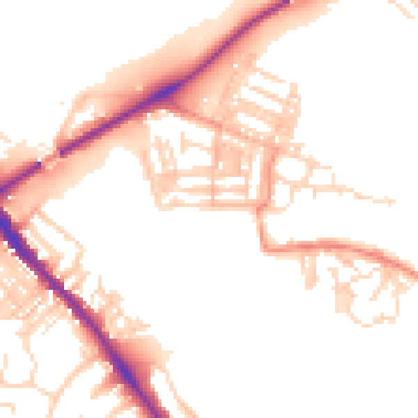 Daytime road noise heatmap for YO26 4XT