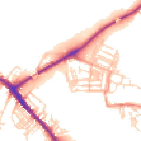 Daytime road noise heatmap for YO26 4XY