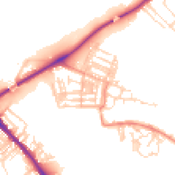 Daytime road noise heatmap for YO26 4YG
