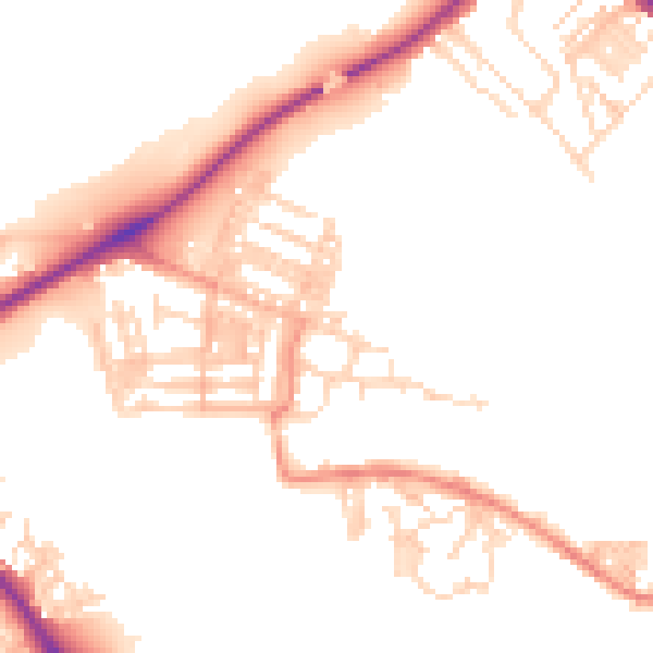 Daytime road noise heatmap for YO26 4YZ