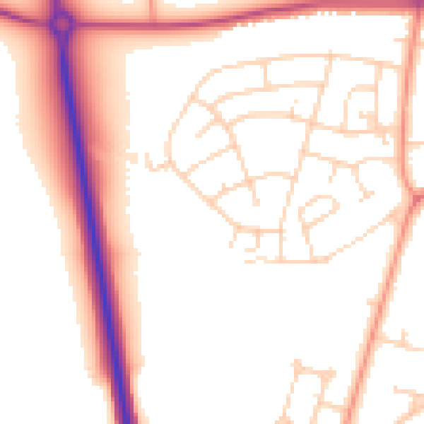 Daytime road noise heatmap for YO26 5AA
