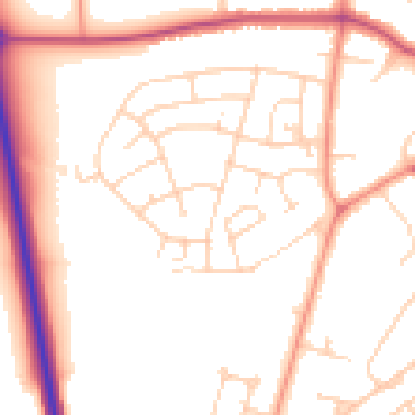 Daytime road noise heatmap for YO26 5AN