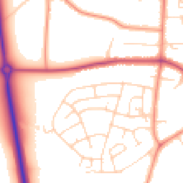 Daytime road noise heatmap for YO26 5AQ