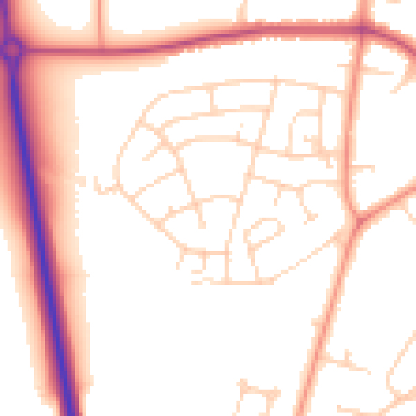 Daytime road noise heatmap for YO26 5AU