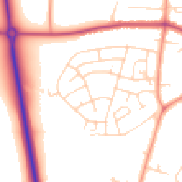 Daytime road noise heatmap for YO26 5AZ