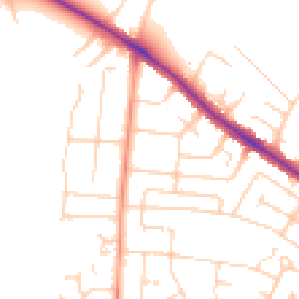 Daytime road noise heatmap for YO26 5BW