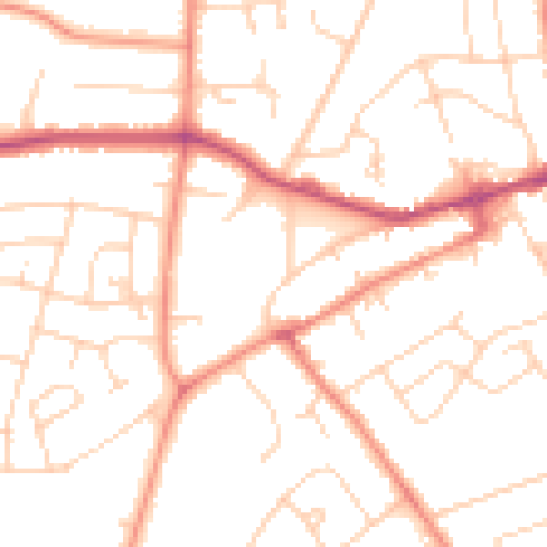 Daytime road noise heatmap for YO26 5FA
