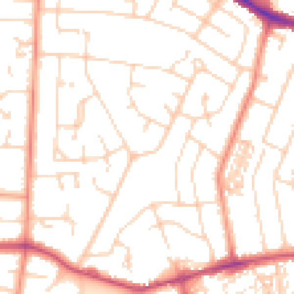 Daytime road noise heatmap for YO26 5HA