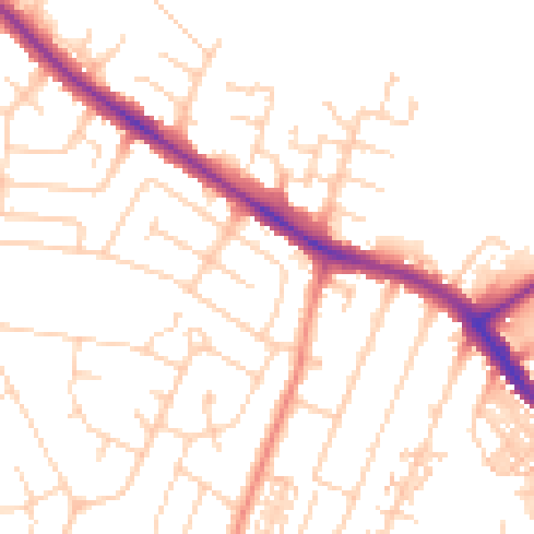 Daytime road noise heatmap for YO26 5JB