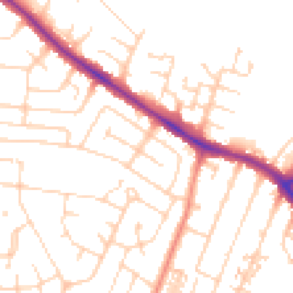 Daytime road noise heatmap for YO26 5JD
