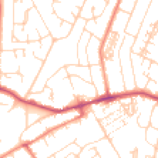 Daytime road noise heatmap for YO26 5LE