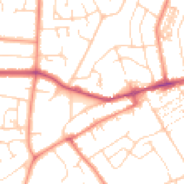 Daytime road noise heatmap for YO26 5LL