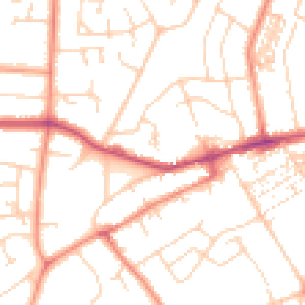 Daytime road noise heatmap for YO26 5LN